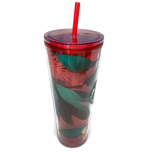 NWT Starbucks Christmas Holiday 2019 Red Pine Cone Holly Venti Cold Cup Tumbler - Picture 5 of 6